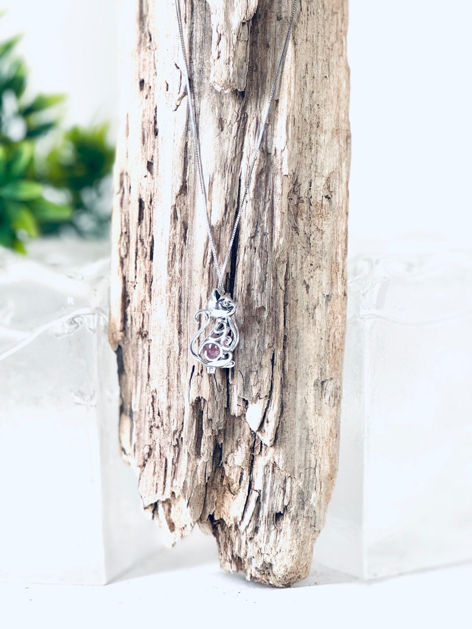 Collier "Bille de mémoire" (chat) pour cendres funéraires - La Meduse - Verre soufflé