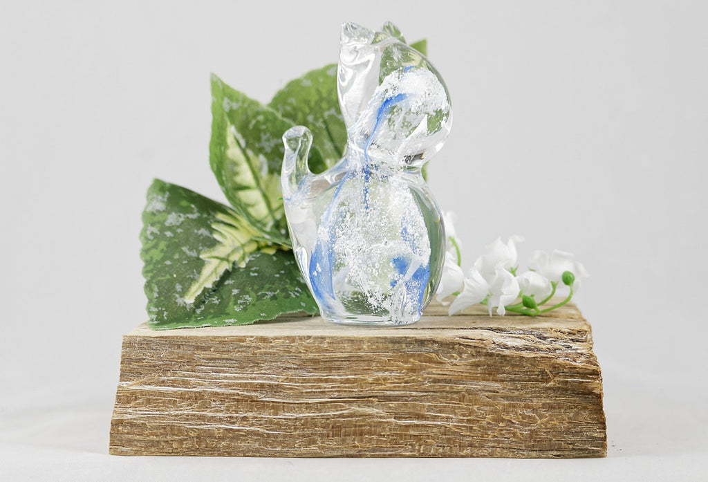 Chat de verre avec cendres funéraires - La Meduse - Verre soufflé