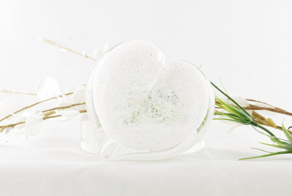 "Cœur à cœur" en verre avec cendres funéraires - La Meduse - Verre soufflé