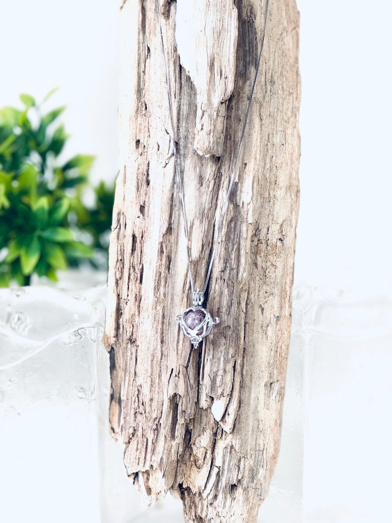 Collier "Bille de mémoire" (coeur) pour cendres funéraires - La Meduse - Verre soufflé