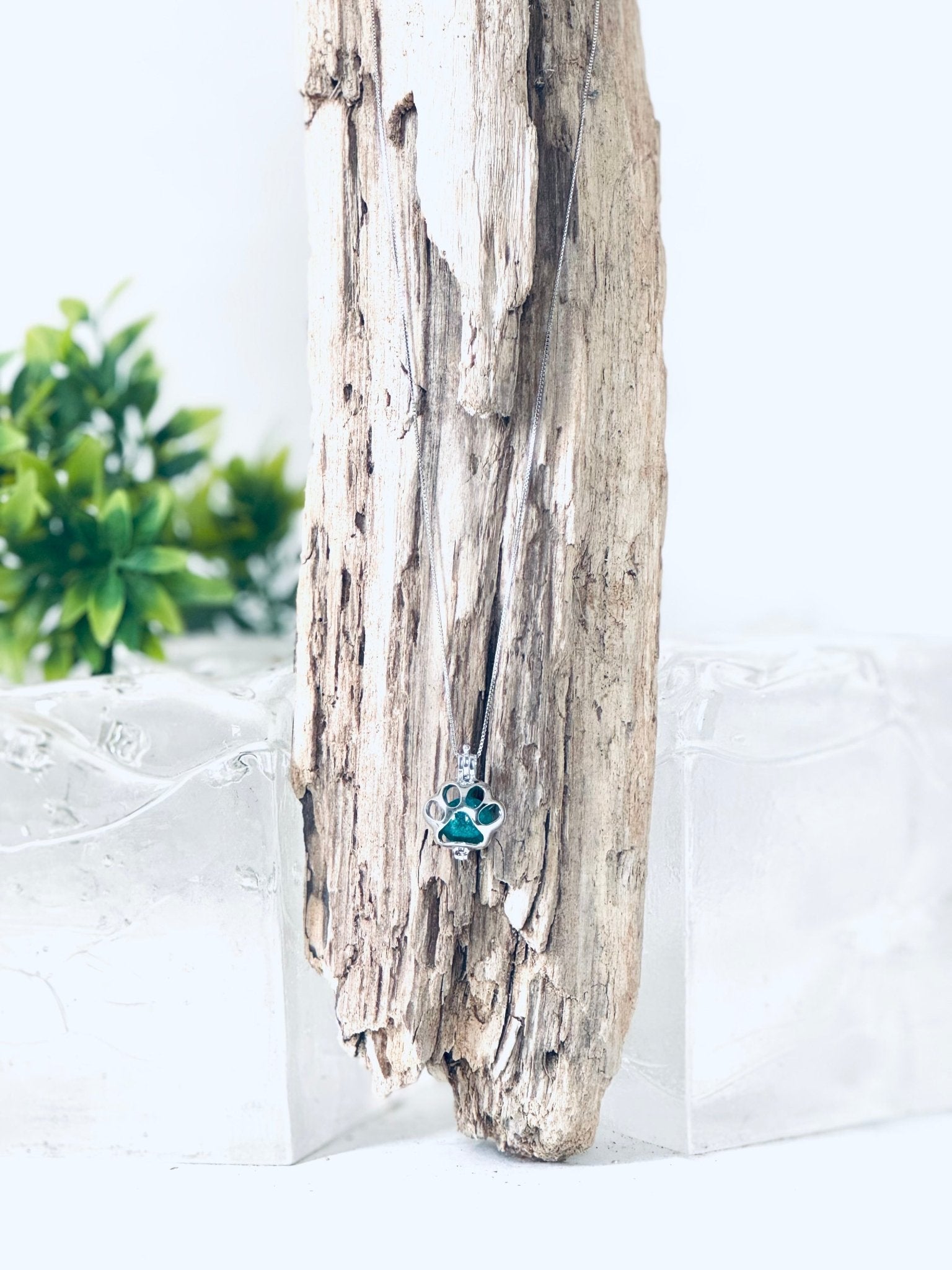 Collier "Bille de mémoire" (patte d'animal) pour cendres funéraires - La Meduse - Verre soufflé