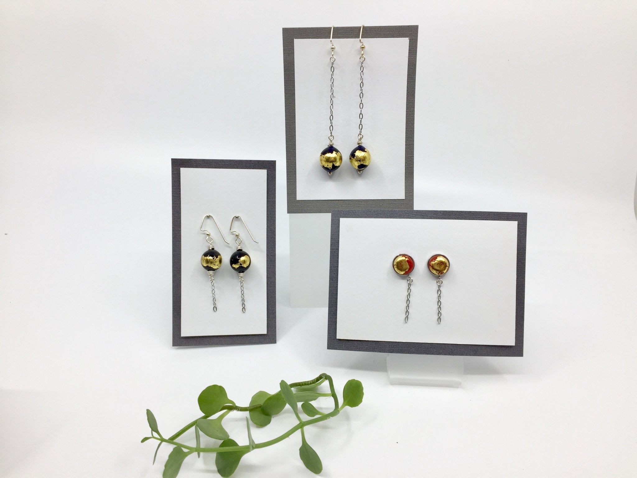 Boucles d'oreilles en verre - avec feuille d'or - La Meduse - Verre soufflé