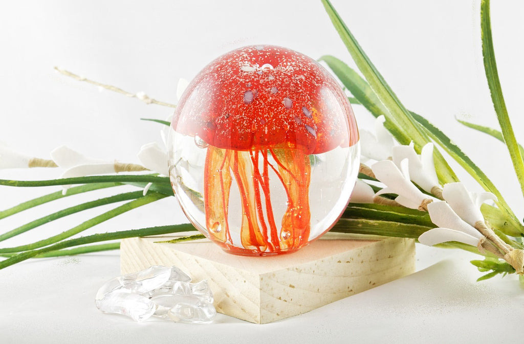 Méduse en verre "Douce Éternité" (ronde) avec cendres funéraires - La Meduse - Verre soufflé