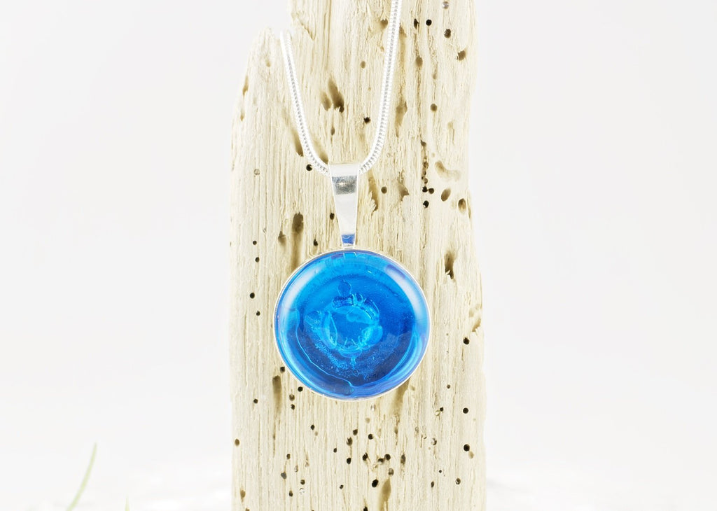 Pendentif simple en verre et argent - La Meduse - Verre soufflé