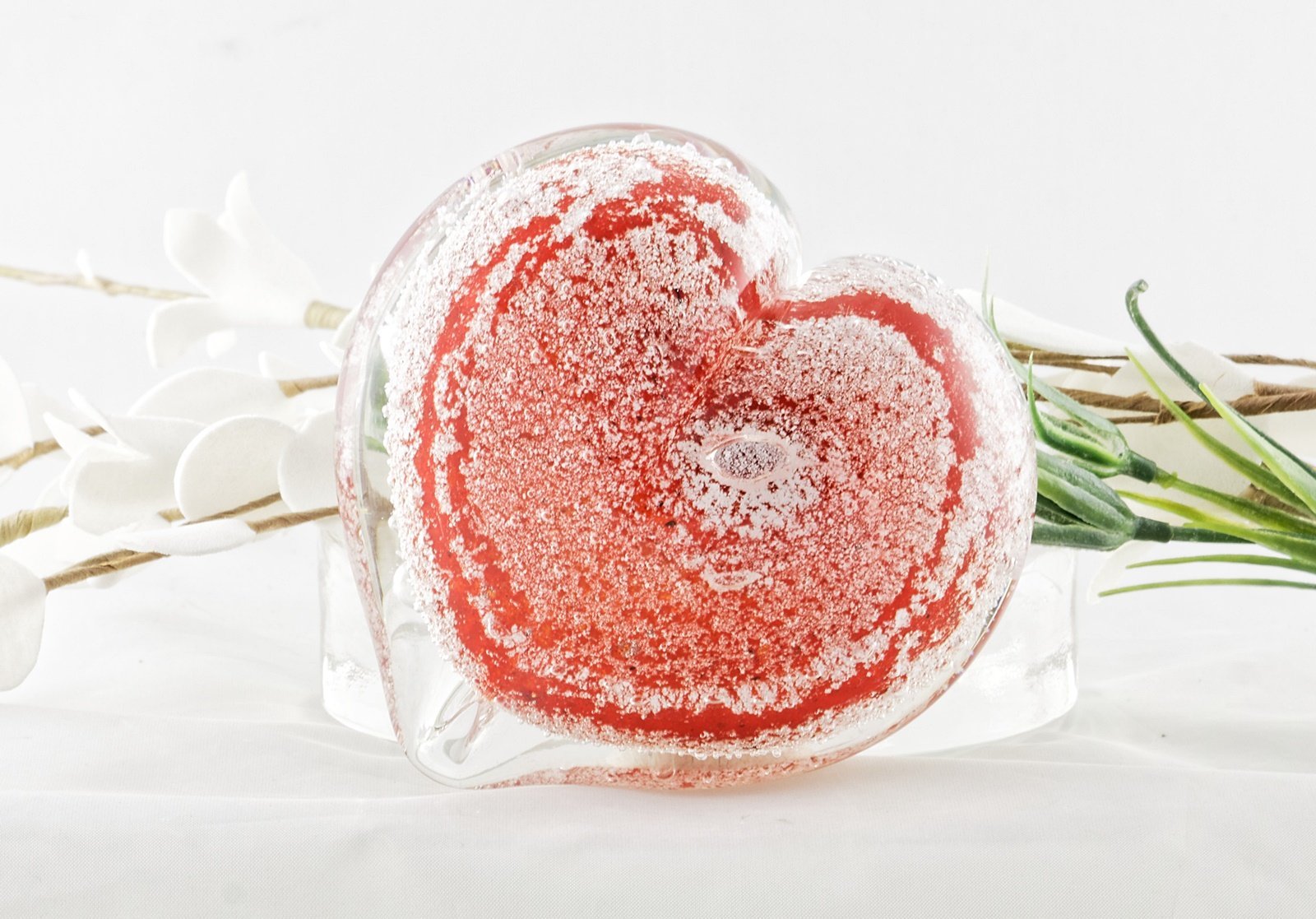 Urne funéraire "Cœur" en verre et en bois - La Meduse - Verre soufflé